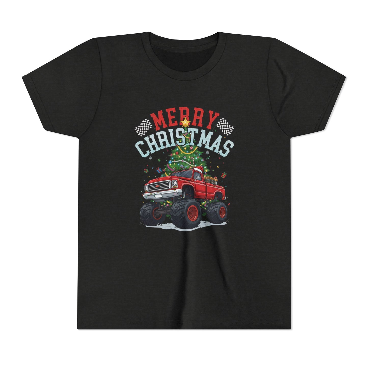 Youth Christmas Truck Tee, Holiday Gift, Kids' Christmas Shirt, Festive Youth T-shirt, Merry Christmas Tee, Fun Holiday Apparel