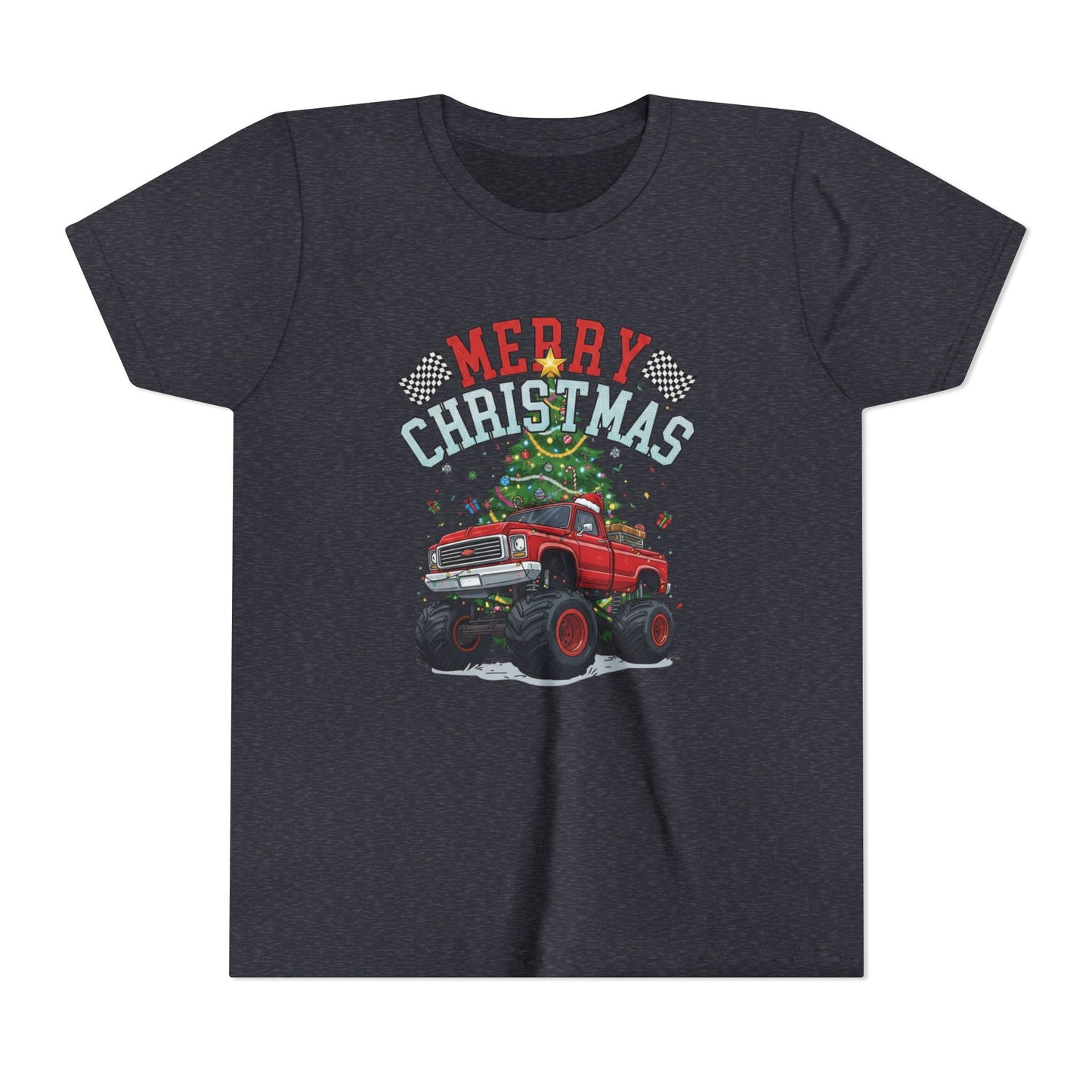 Youth Christmas Truck Tee, Holiday Gift, Kids' Christmas Shirt, Festive Youth T-shirt, Merry Christmas Tee, Fun Holiday Apparel
