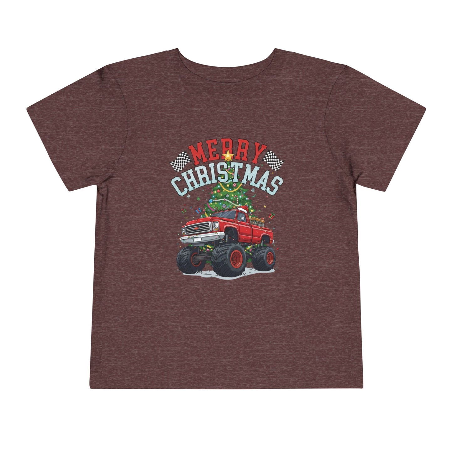 Festive Monster Truck Toddler Tee - Cute Christmas Shirt for Kids, Holiday Gift, Christmas Party, Toddler Apparel, Fun Winter Outfit