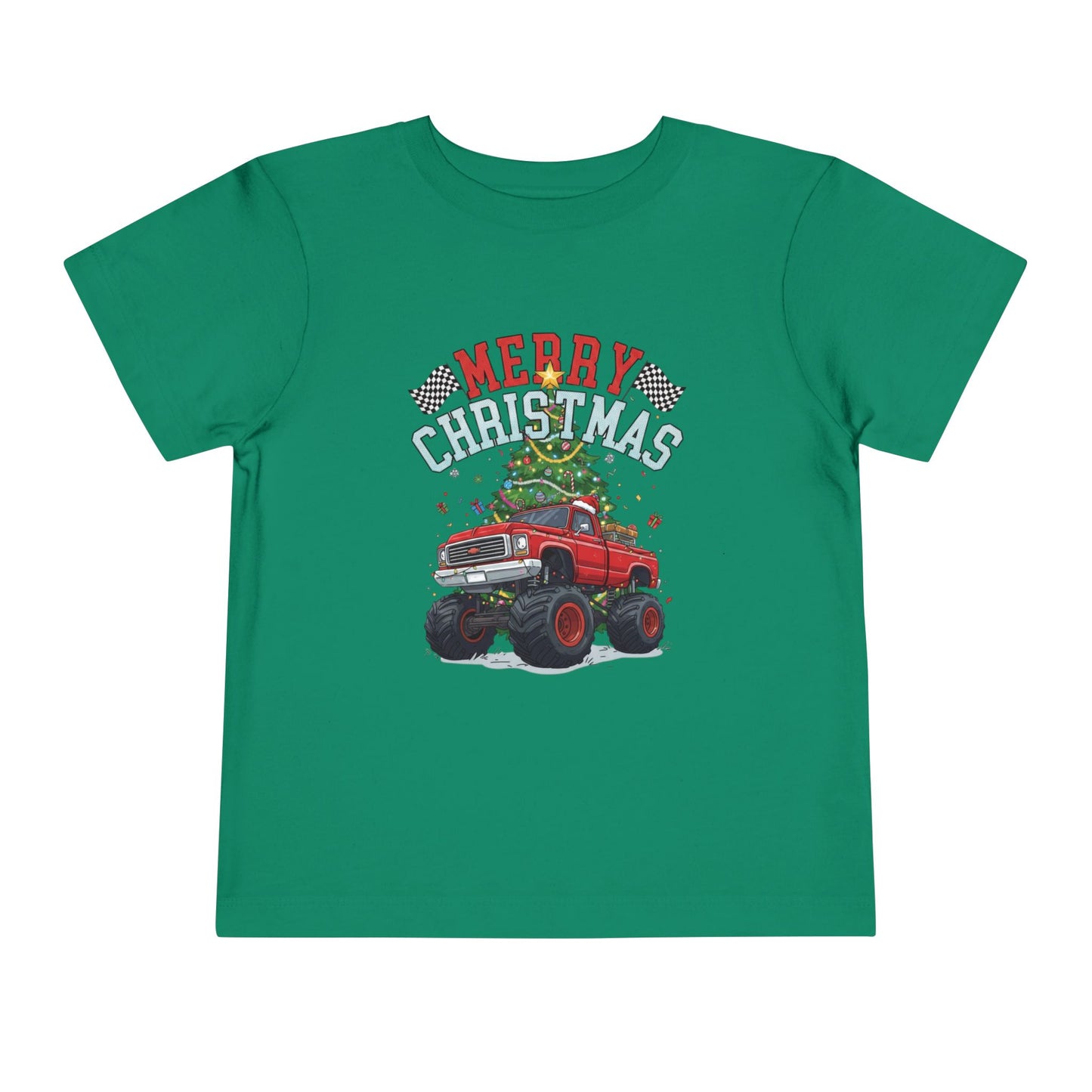 Festive Monster Truck Toddler Tee - Cute Christmas Shirt for Kids, Holiday Gift, Christmas Party, Toddler Apparel, Fun Winter Outfit