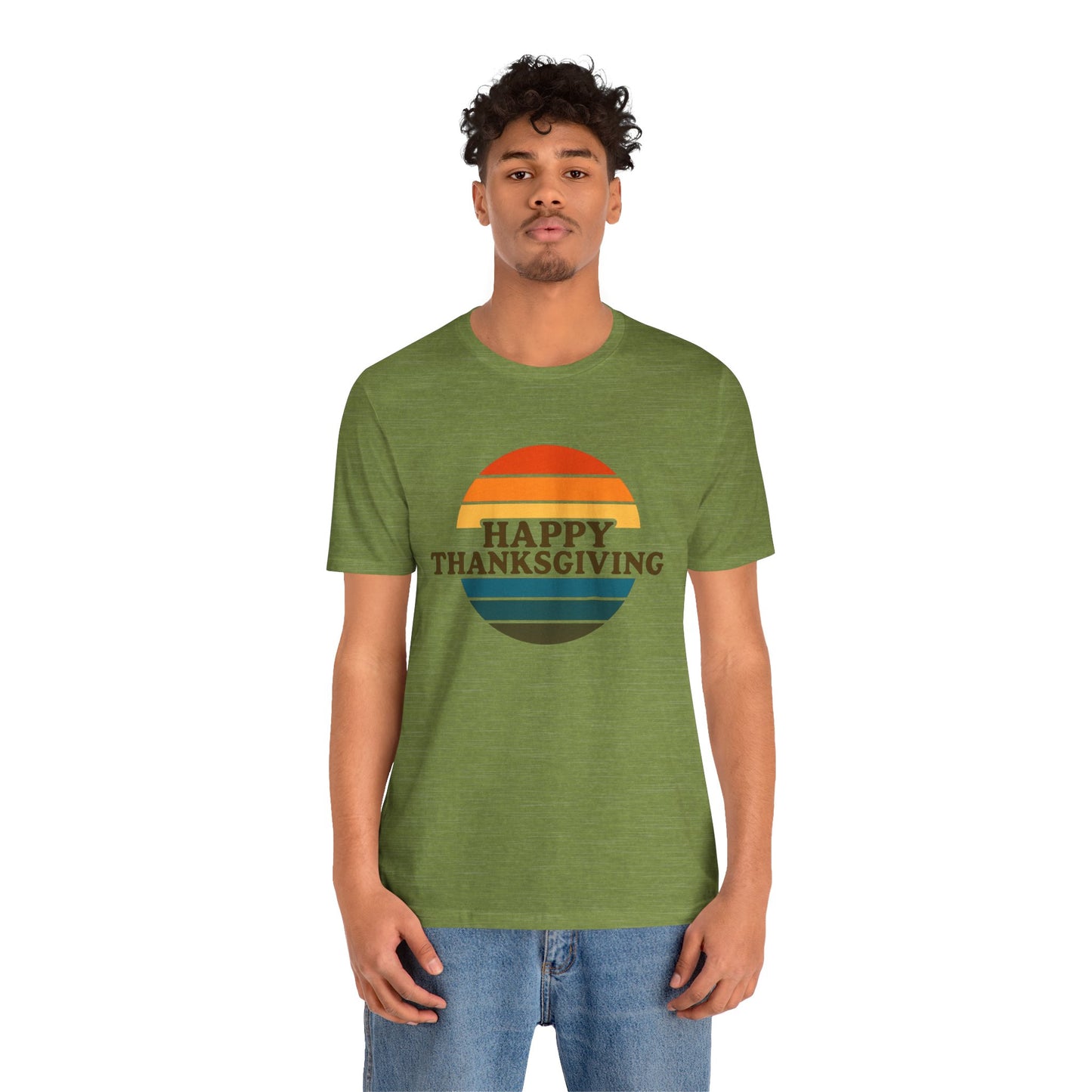 Happy Thanksgiving Retro Shirt - Vintage 70s Striped Aviator Style Tee Gift