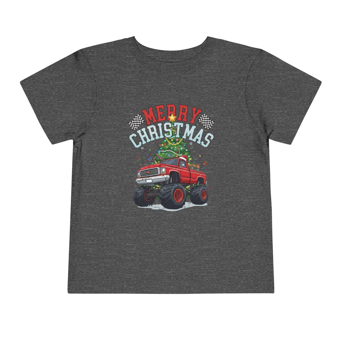 Festive Monster Truck Toddler Tee - Cute Christmas Shirt for Kids, Holiday Gift, Christmas Party, Toddler Apparel, Fun Winter Outfit
