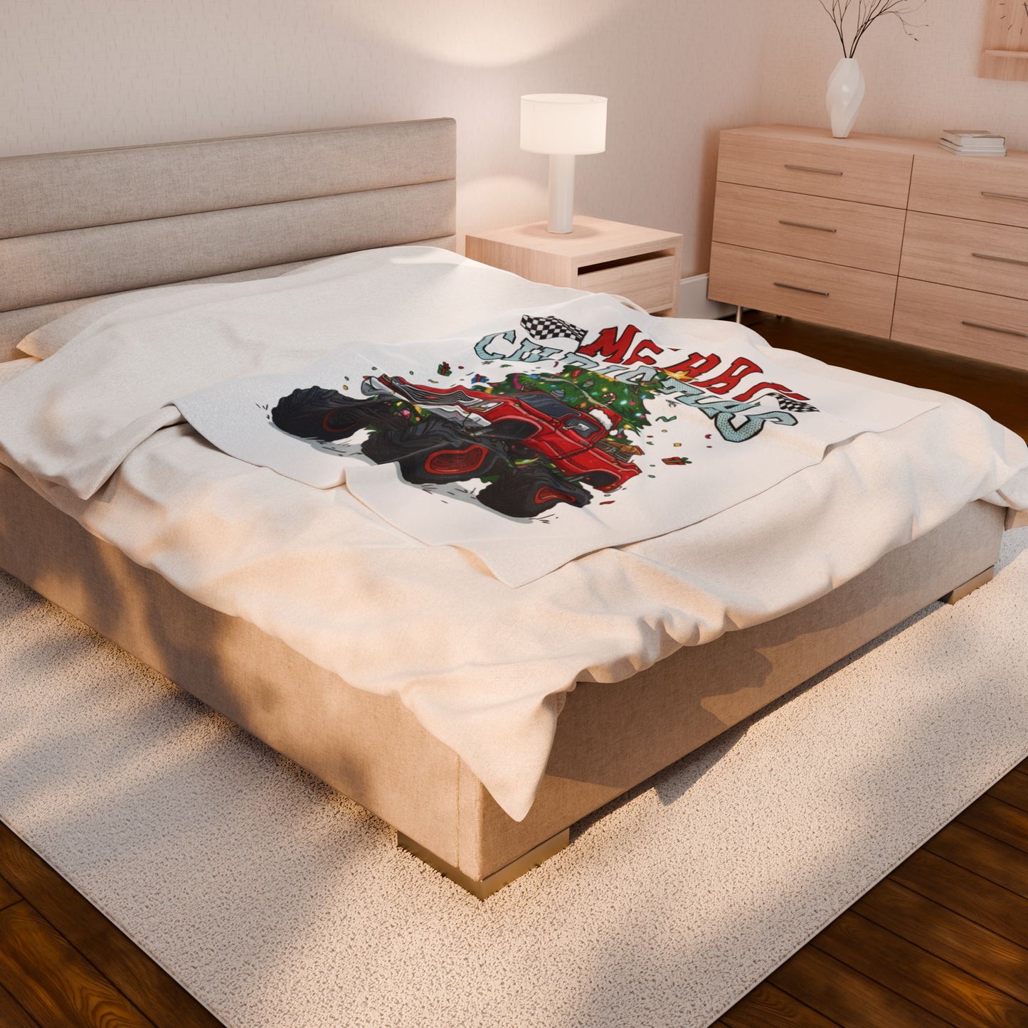 Festive Truck Christmas Velvet Blanket, Cozy Holiday Throw, Plush Couch Cover, Christmas Gift, Winter Decor, Family Snuggle Blanket