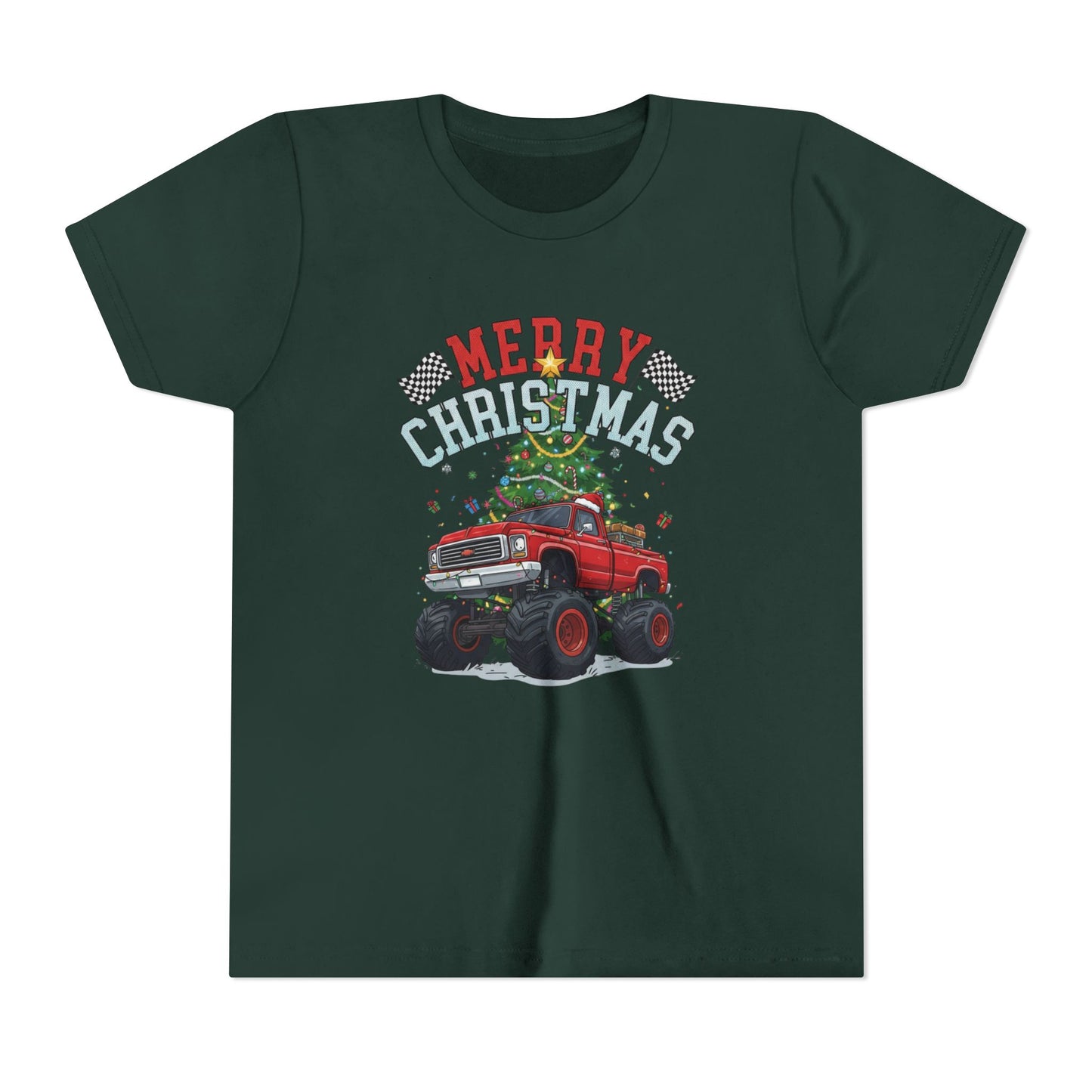 Youth Christmas Truck Tee, Holiday Gift, Kids' Christmas Shirt, Festive Youth T-shirt, Merry Christmas Tee, Fun Holiday Apparel