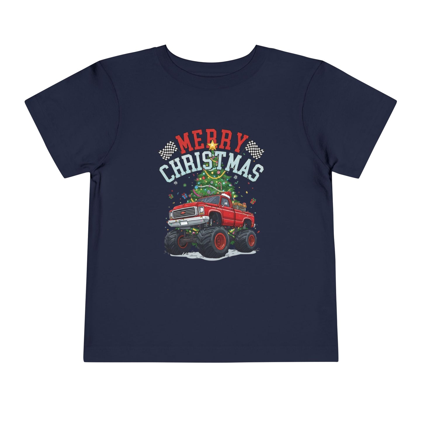 Festive Monster Truck Toddler Tee - Cute Christmas Shirt for Kids, Holiday Gift, Christmas Party, Toddler Apparel, Fun Winter Outfit