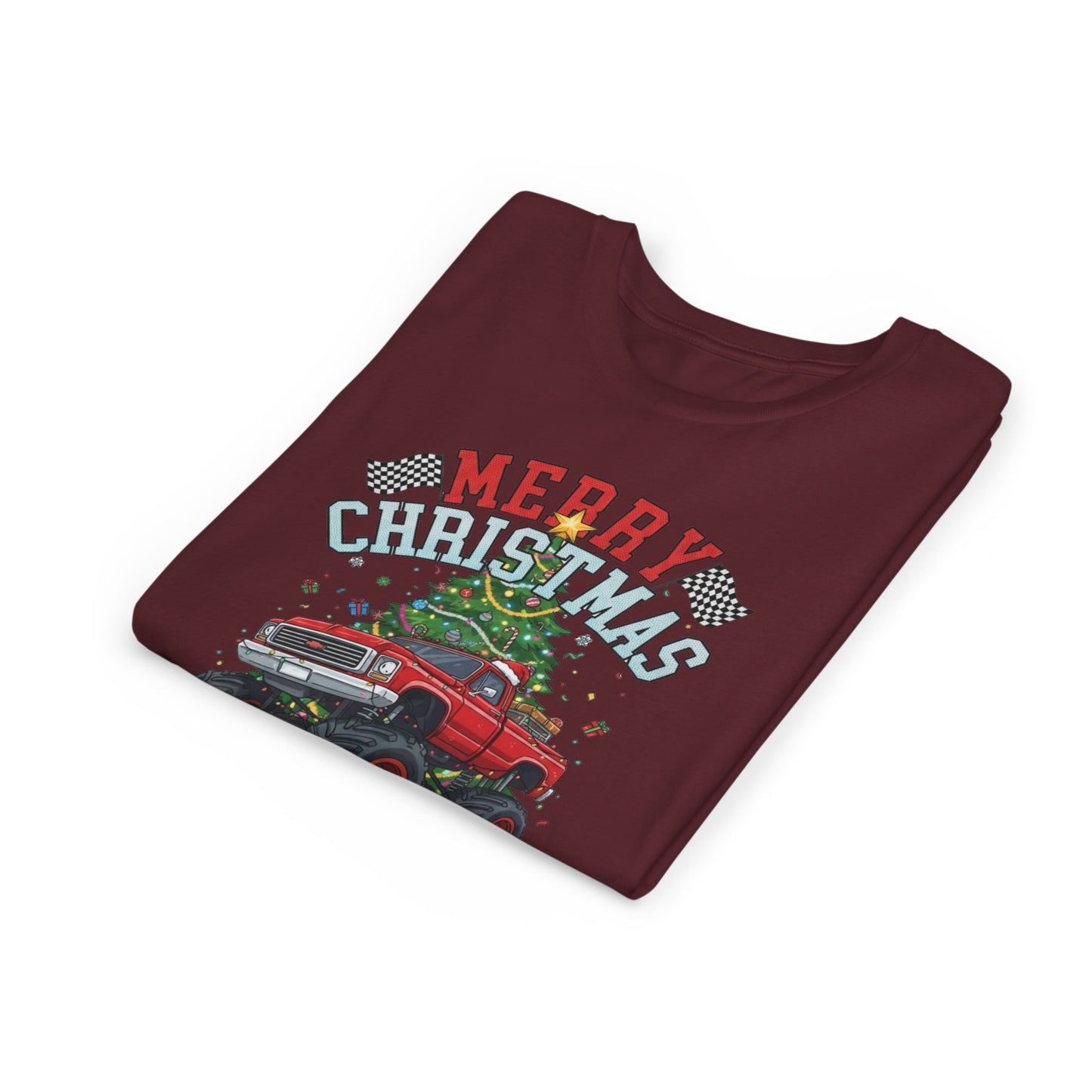 Youth Christmas Truck Tee, Holiday Gift, Kids' Christmas Shirt, Festive Youth T-shirt, Merry Christmas Tee, Fun Holiday Apparel