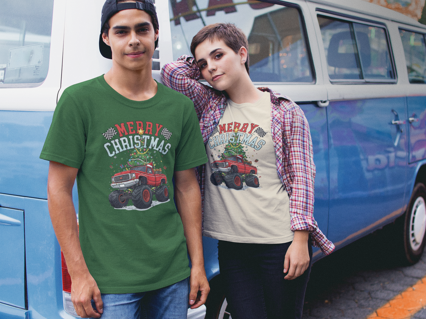 Merry Christmas Monster Truck Tee, Holiday T-Shirt, Christmas Gift, Unisex Shirt, Fun Family Apparel