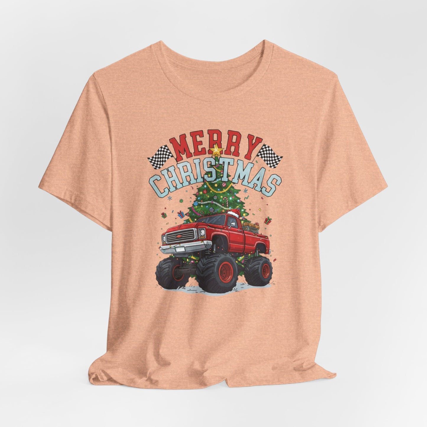 Merry Christmas Monster Truck Tee, Holiday T-Shirt, Christmas Gift, Unisex Shirt, Fun Family Apparel