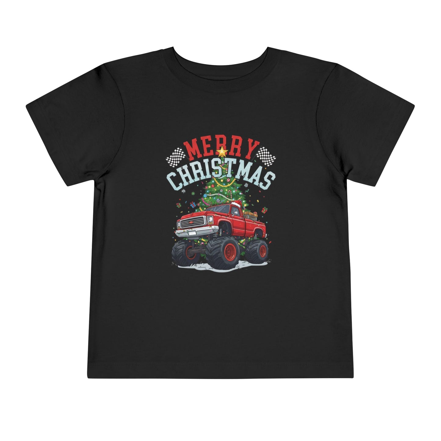 Festive Monster Truck Toddler Tee - Cute Christmas Shirt for Kids, Holiday Gift, Christmas Party, Toddler Apparel, Fun Winter Outfit