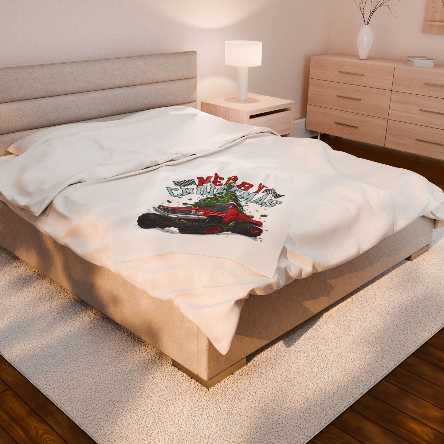 Festive Truck Christmas Velvet Blanket, Cozy Holiday Throw, Plush Couch Cover, Christmas Gift, Winter Decor, Family Snuggle Blanket