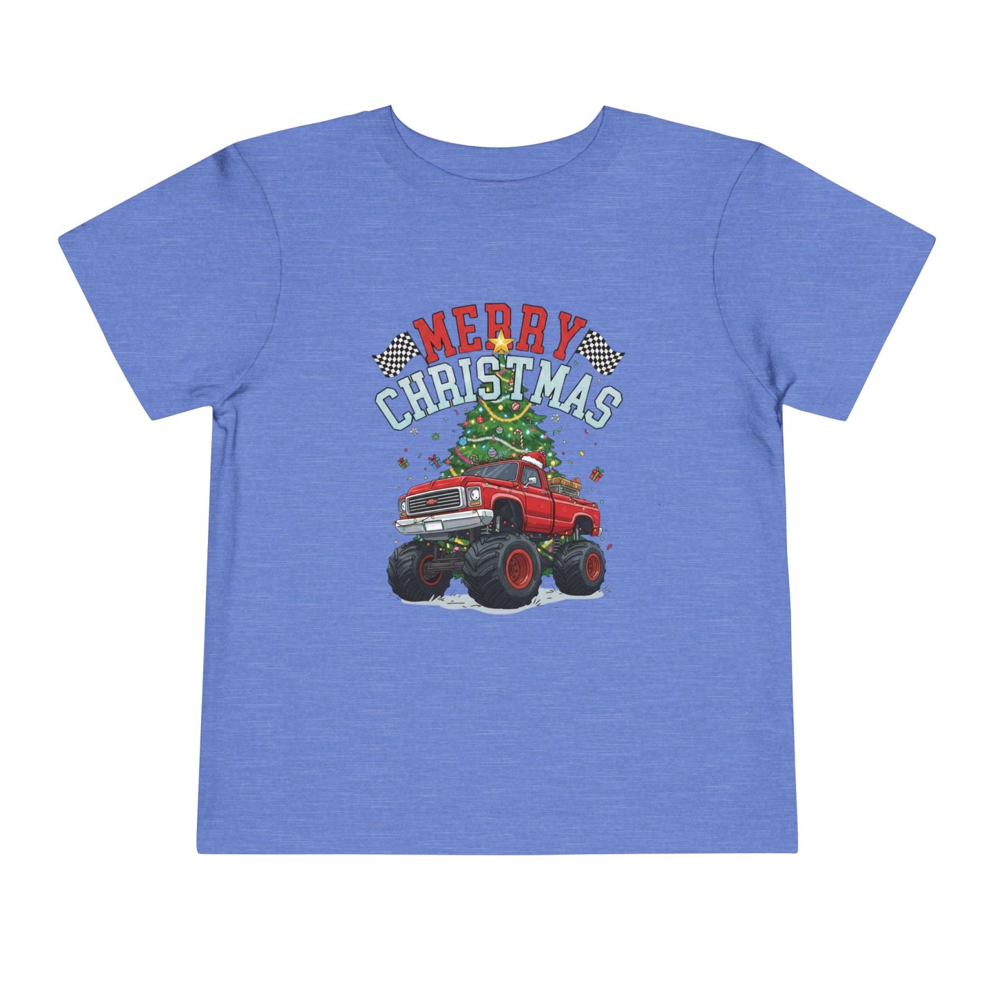 Festive Monster Truck Toddler Tee - Cute Christmas Shirt for Kids, Holiday Gift, Christmas Party, Toddler Apparel, Fun Winter Outfit