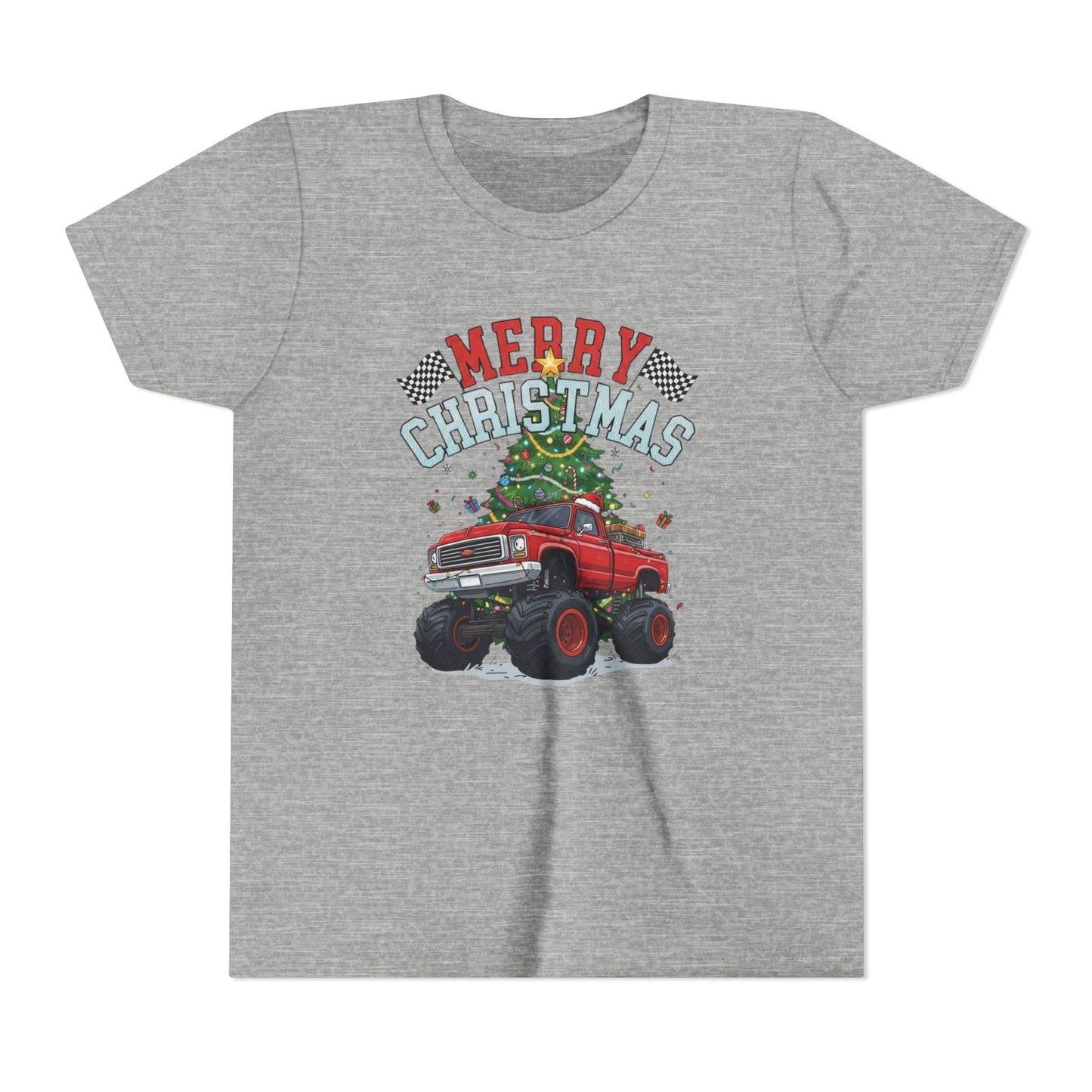 Youth Christmas Truck Tee, Holiday Gift, Kids' Christmas Shirt, Festive Youth T-shirt, Merry Christmas Tee, Fun Holiday Apparel