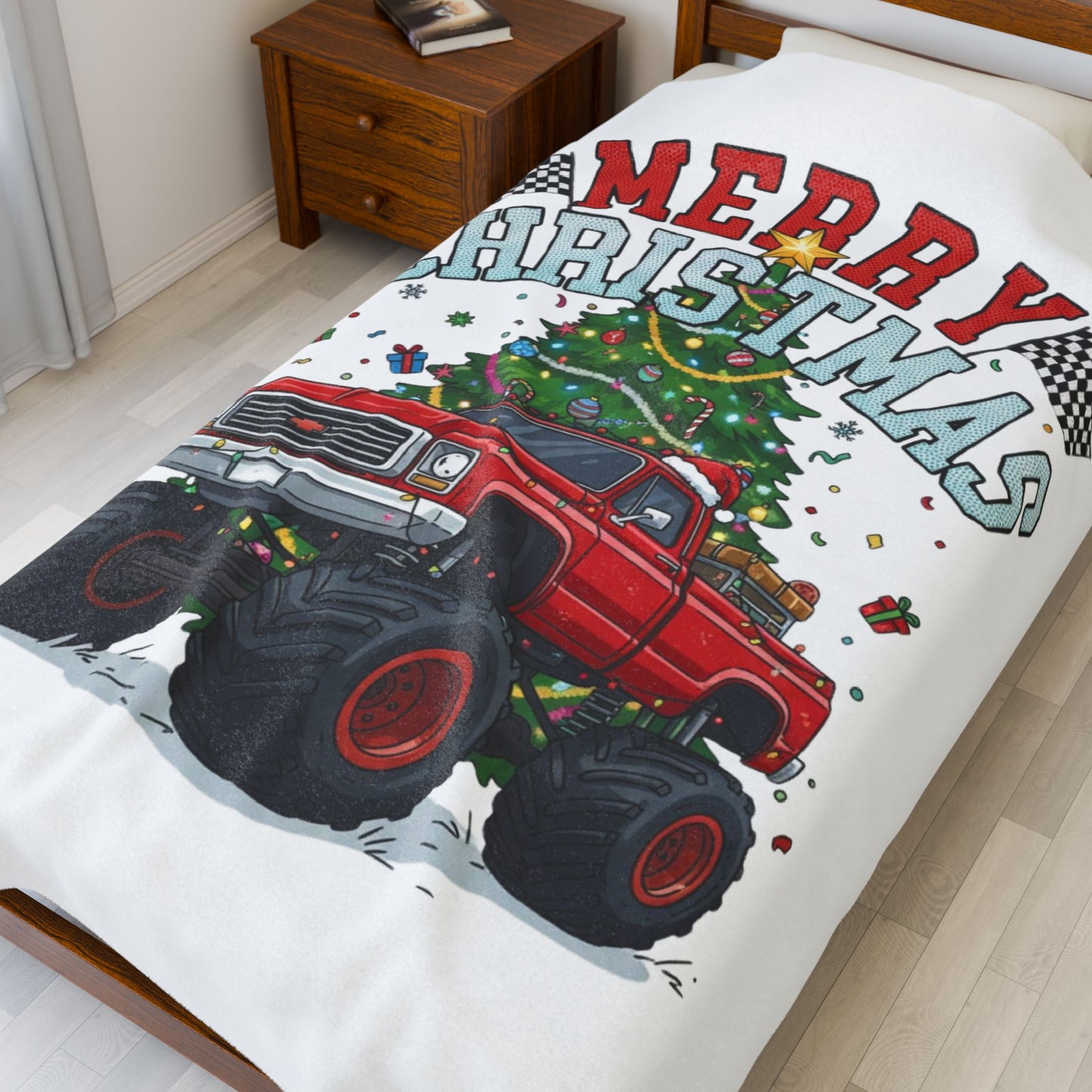 Festive Truck Christmas Velvet Blanket, Cozy Holiday Throw, Plush Couch Cover, Christmas Gift, Winter Decor, Family Snuggle Blanket