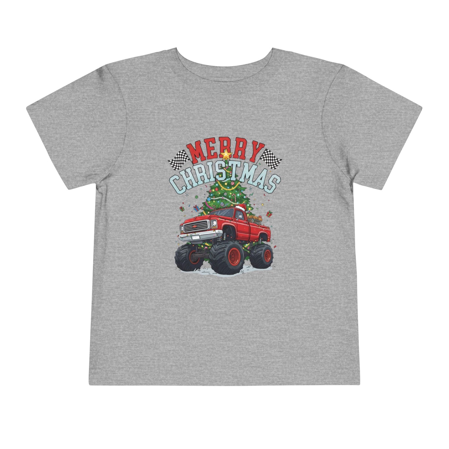 Festive Monster Truck Toddler Tee - Cute Christmas Shirt for Kids, Holiday Gift, Christmas Party, Toddler Apparel, Fun Winter Outfit