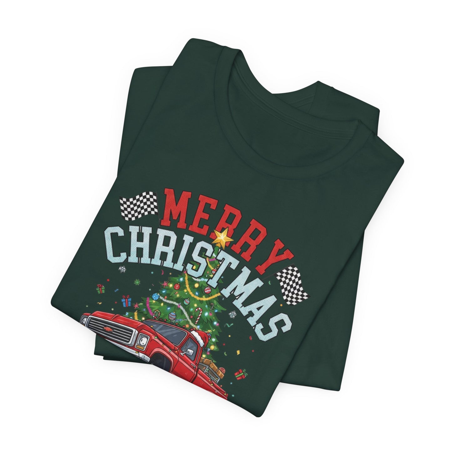 Merry Christmas Monster Truck Tee, Holiday T-Shirt, Christmas Gift, Unisex Shirt, Fun Family Apparel