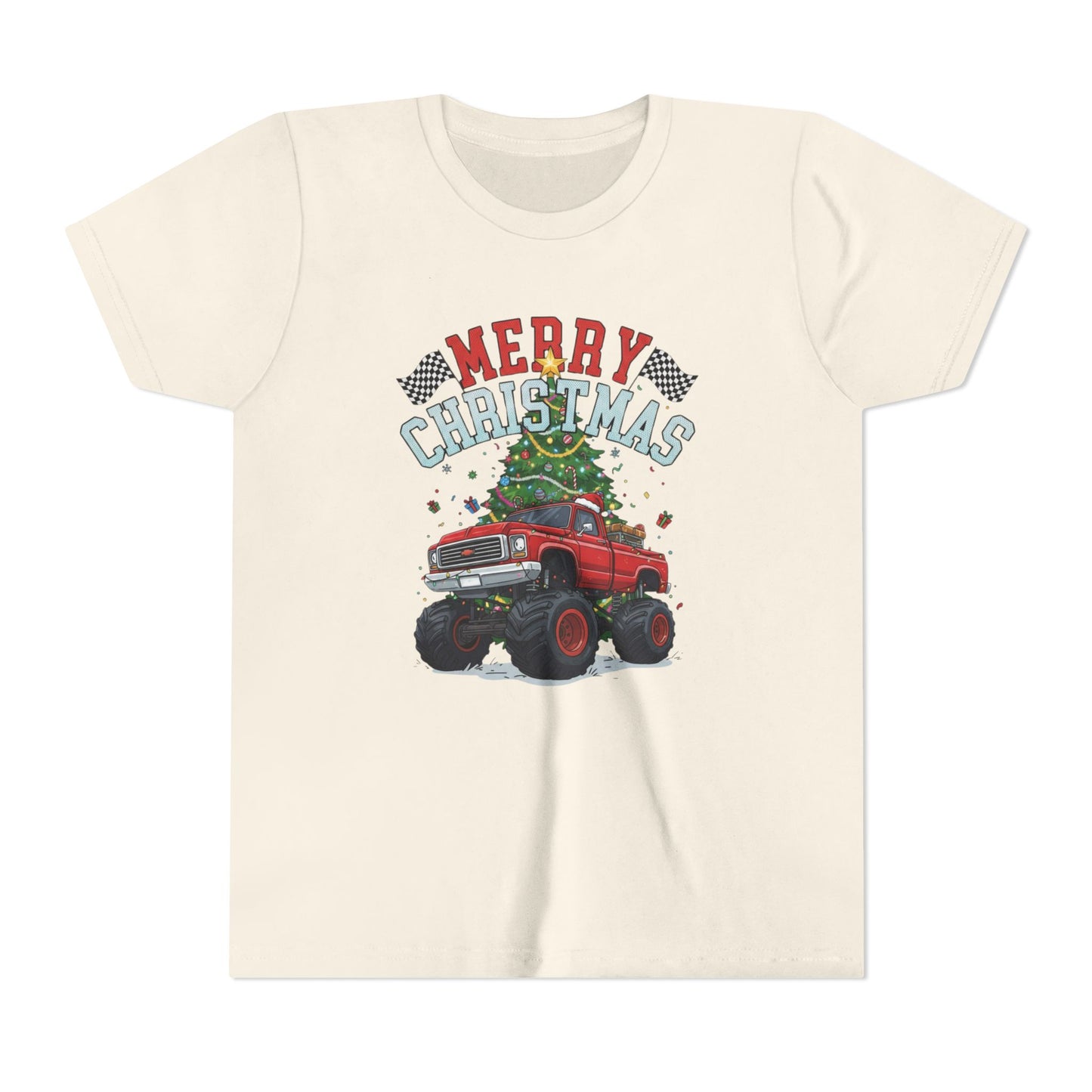 Youth Christmas Truck Tee, Holiday Gift, Kids' Christmas Shirt, Festive Youth T-shirt, Merry Christmas Tee, Fun Holiday Apparel