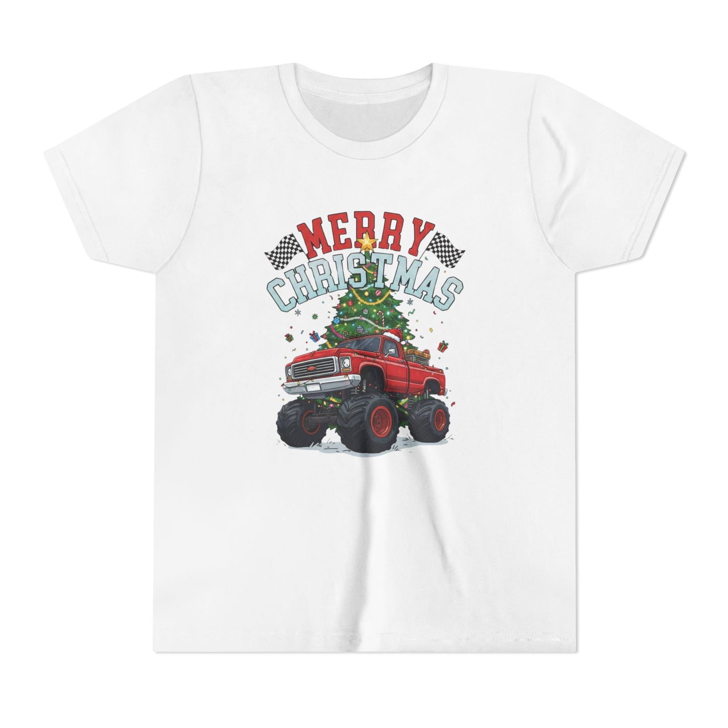 Youth Christmas Truck Tee, Holiday Gift, Kids' Christmas Shirt, Festive Youth T-shirt, Merry Christmas Tee, Fun Holiday Apparel