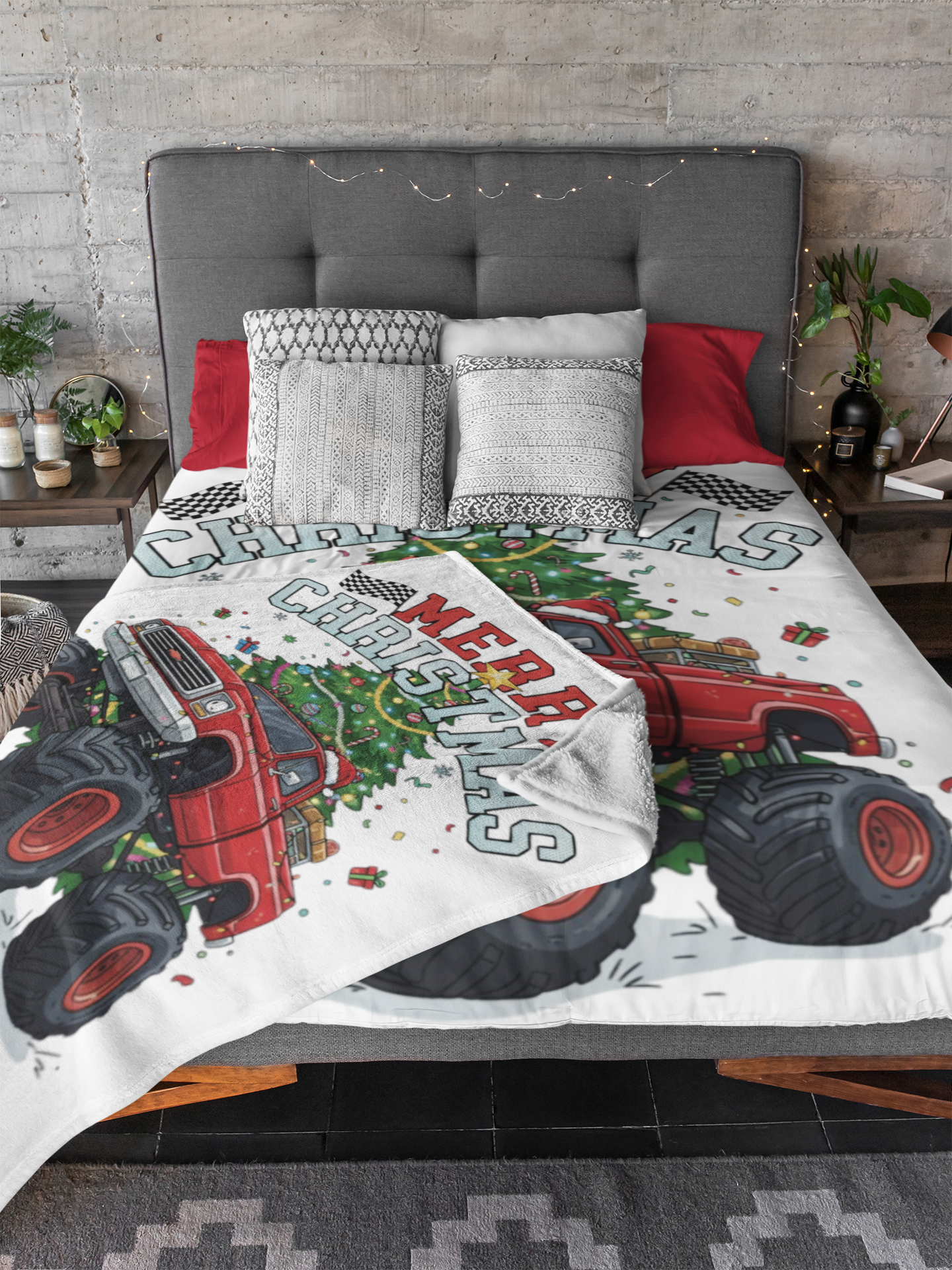 Festive Truck Christmas Velvet Blanket, Cozy Holiday Throw, Plush Couch Cover, Christmas Gift, Winter Decor, Family Snuggle Blanket