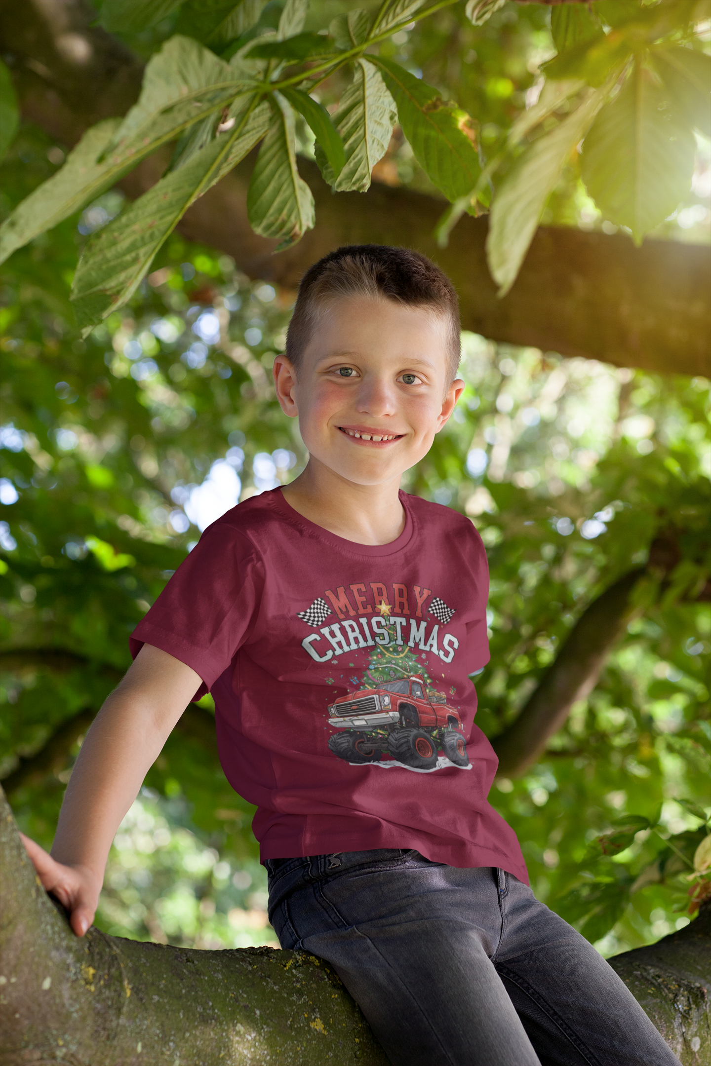 Youth Christmas Truck Tee, Holiday Gift, Kids' Christmas Shirt, Festive Youth T-shirt, Merry Christmas Tee, Fun Holiday Apparel