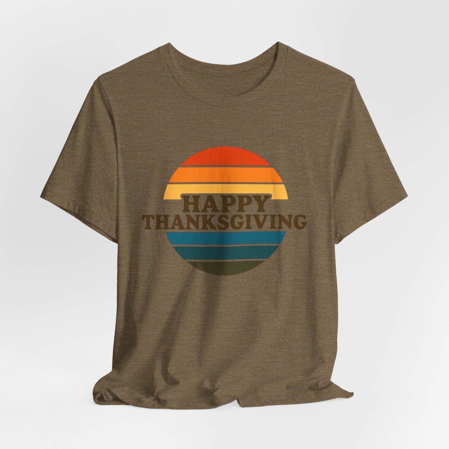 Happy Thanksgiving Retro Shirt - Vintage 70s Striped Aviator Style Tee Gift