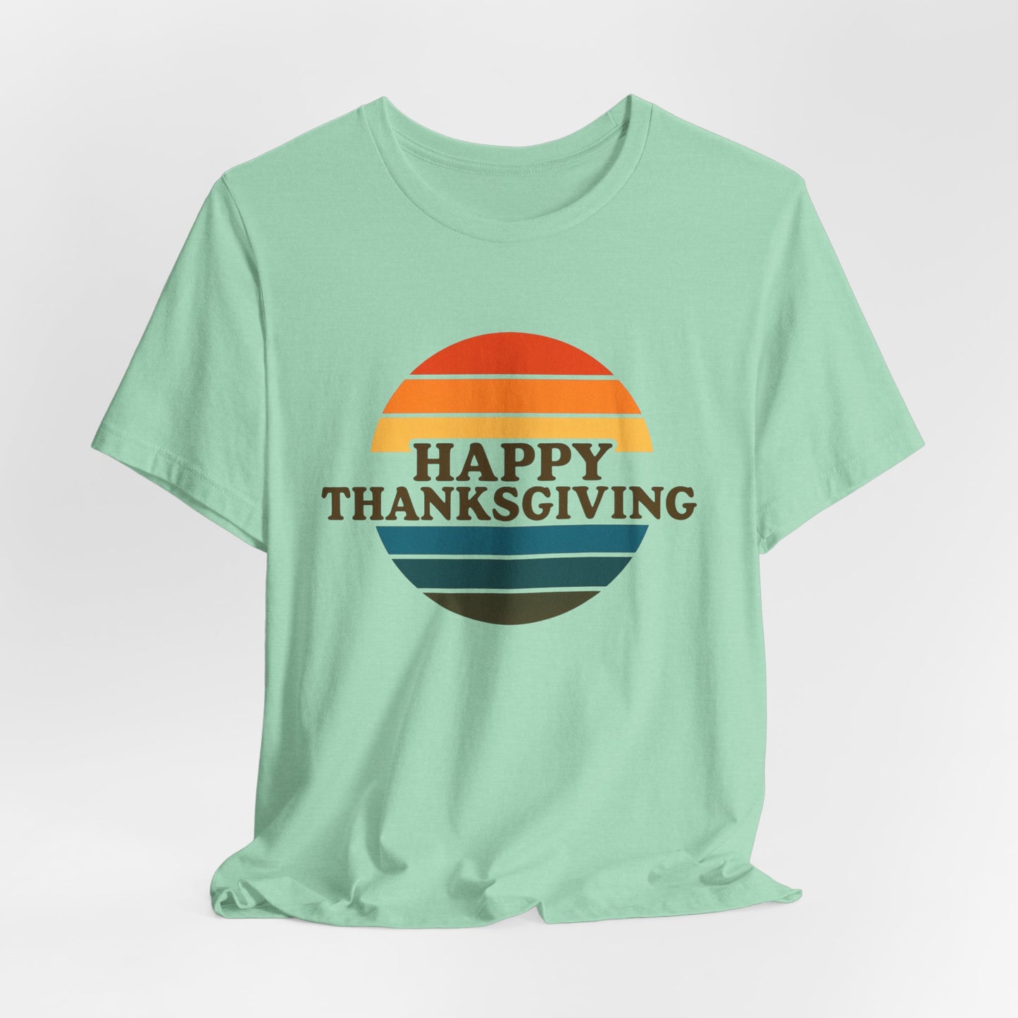 Happy Thanksgiving Retro Shirt - Vintage 70s Striped Aviator Style Tee Gift