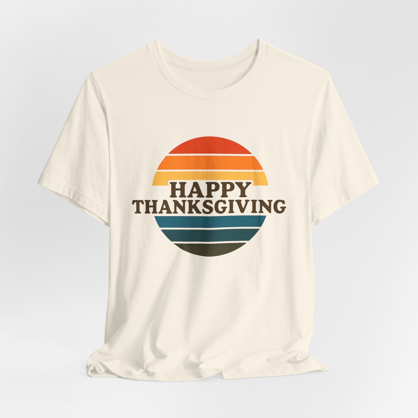 Happy Thanksgiving Retro Shirt - Vintage 70s Striped Aviator Style Tee Gift