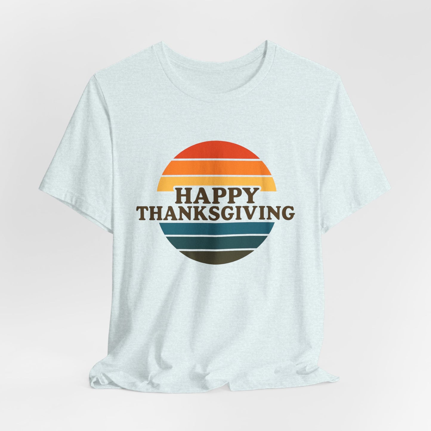 Happy Thanksgiving Retro Shirt - Vintage 70s Striped Aviator Style Tee Gift