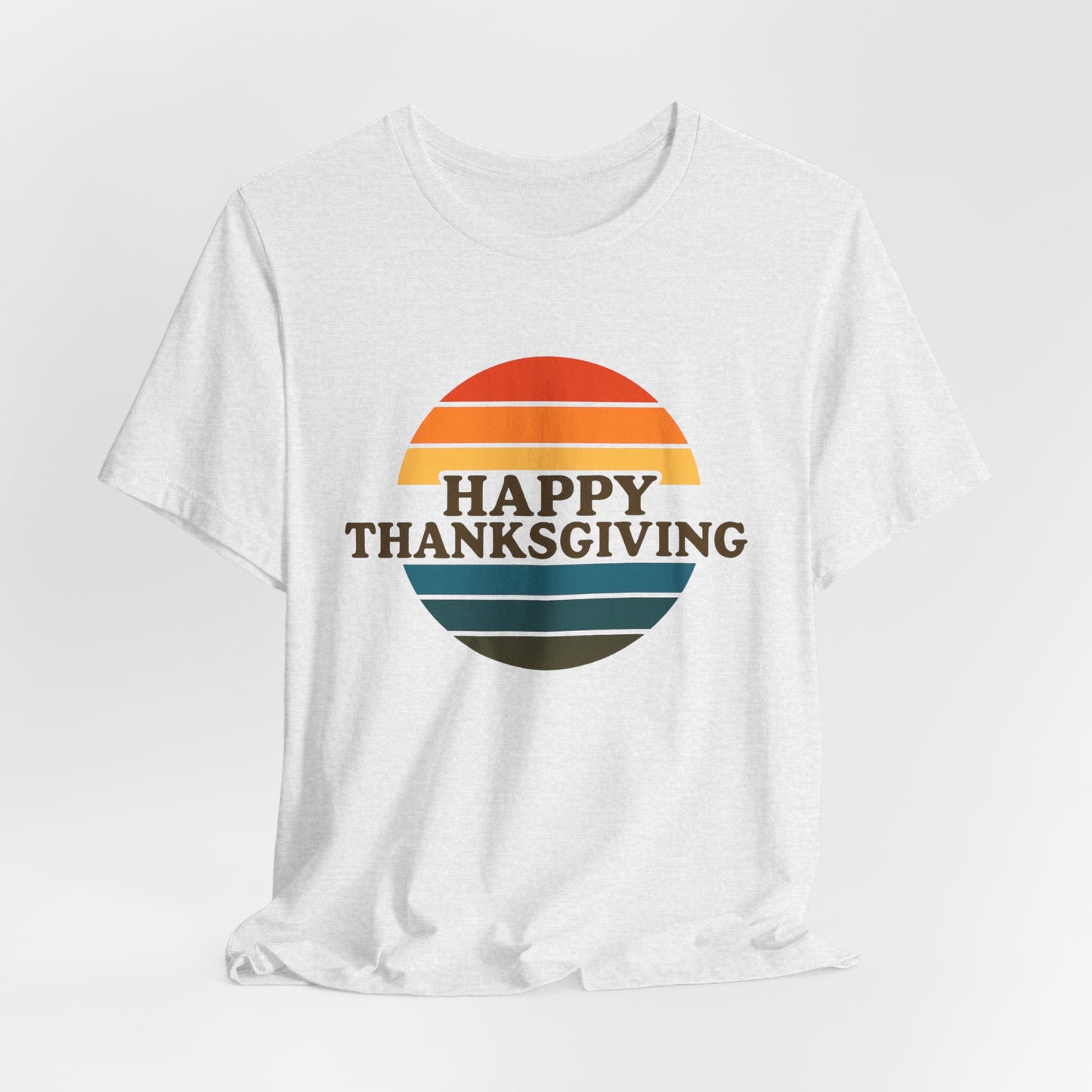 Happy Thanksgiving Retro Shirt - Vintage 70s Striped Aviator Style Tee Gift