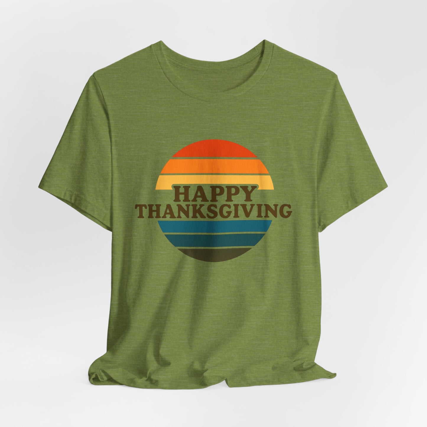 Happy Thanksgiving Retro Shirt - Vintage 70s Striped Aviator Style Tee Gift