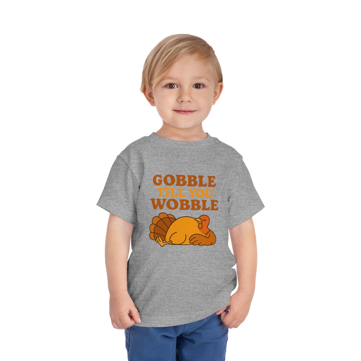 Gobble Till You Wobble Shirt Toddler - Funny Thanksgiving Turkey Tee Kids