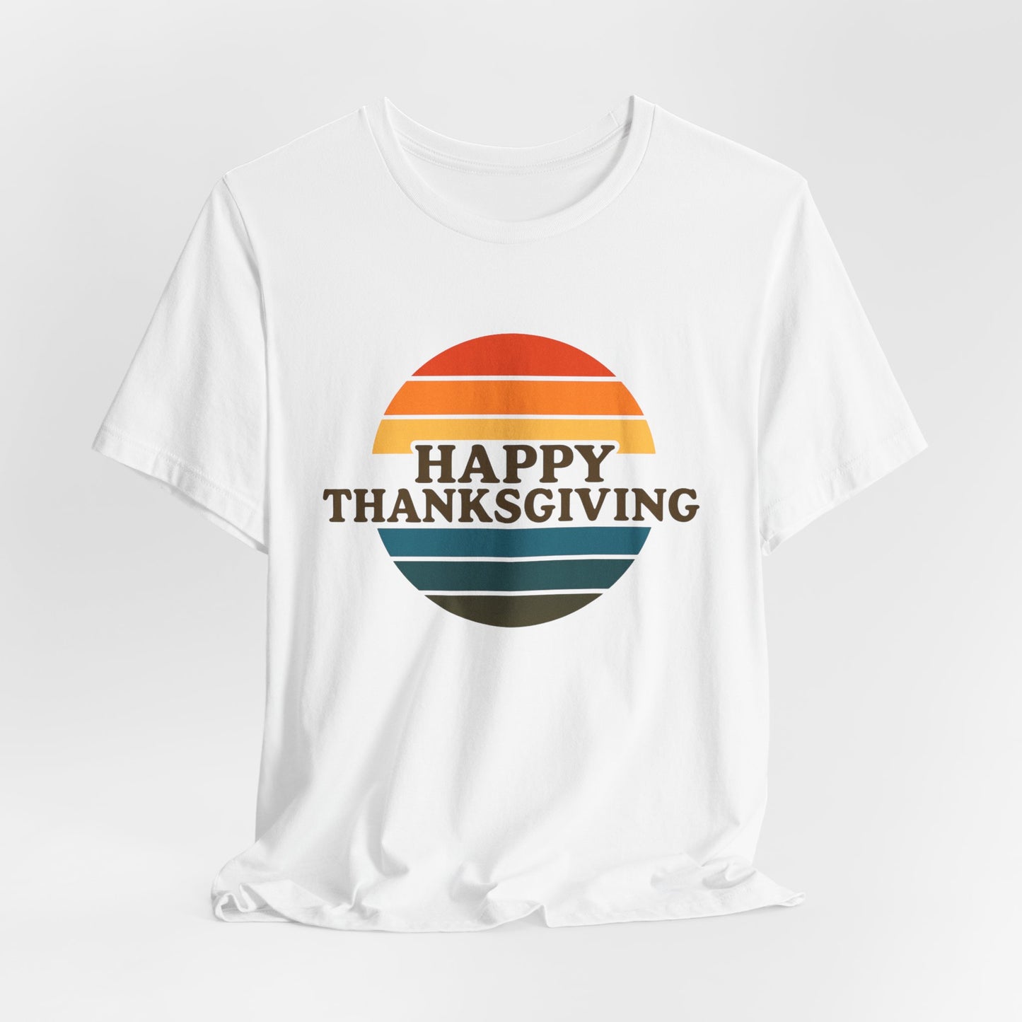 Happy Thanksgiving Retro Shirt - Vintage 70s Striped Aviator Style Tee Gift