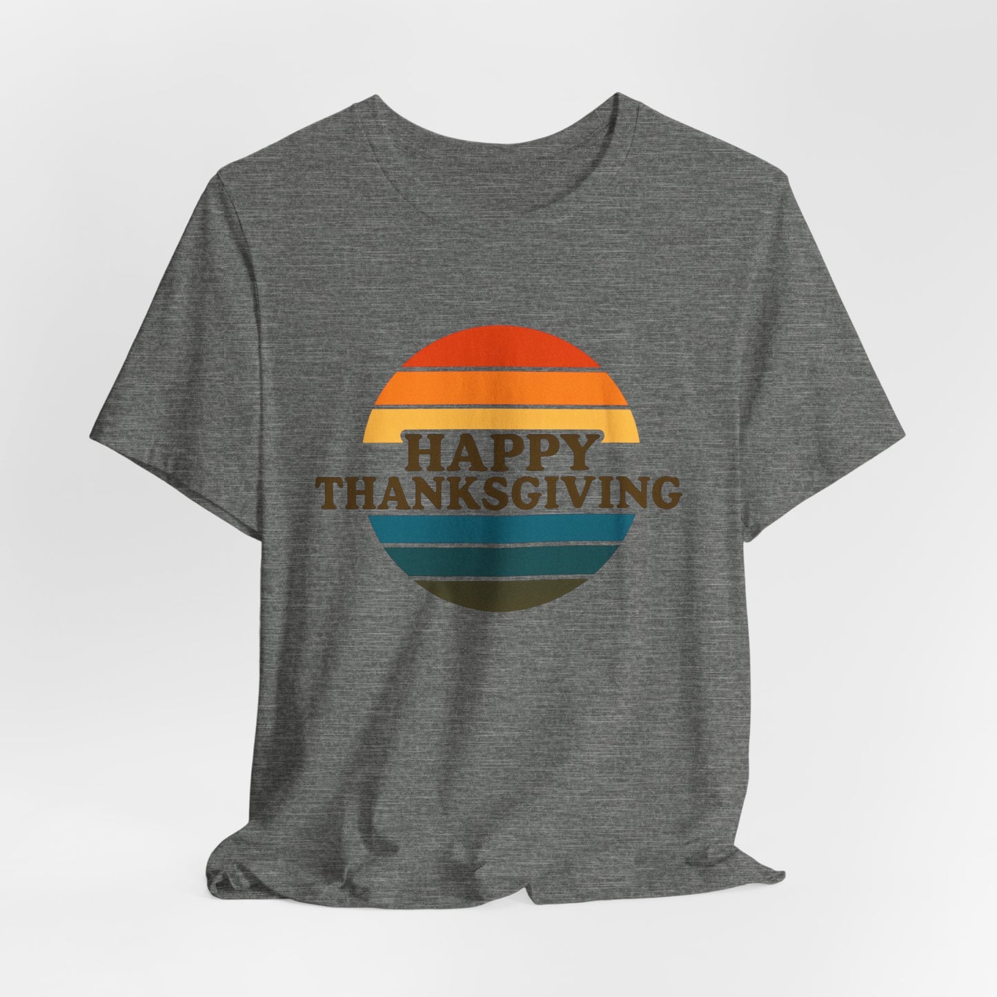 Happy Thanksgiving Retro Shirt - Vintage 70s Striped Aviator Style Tee Gift