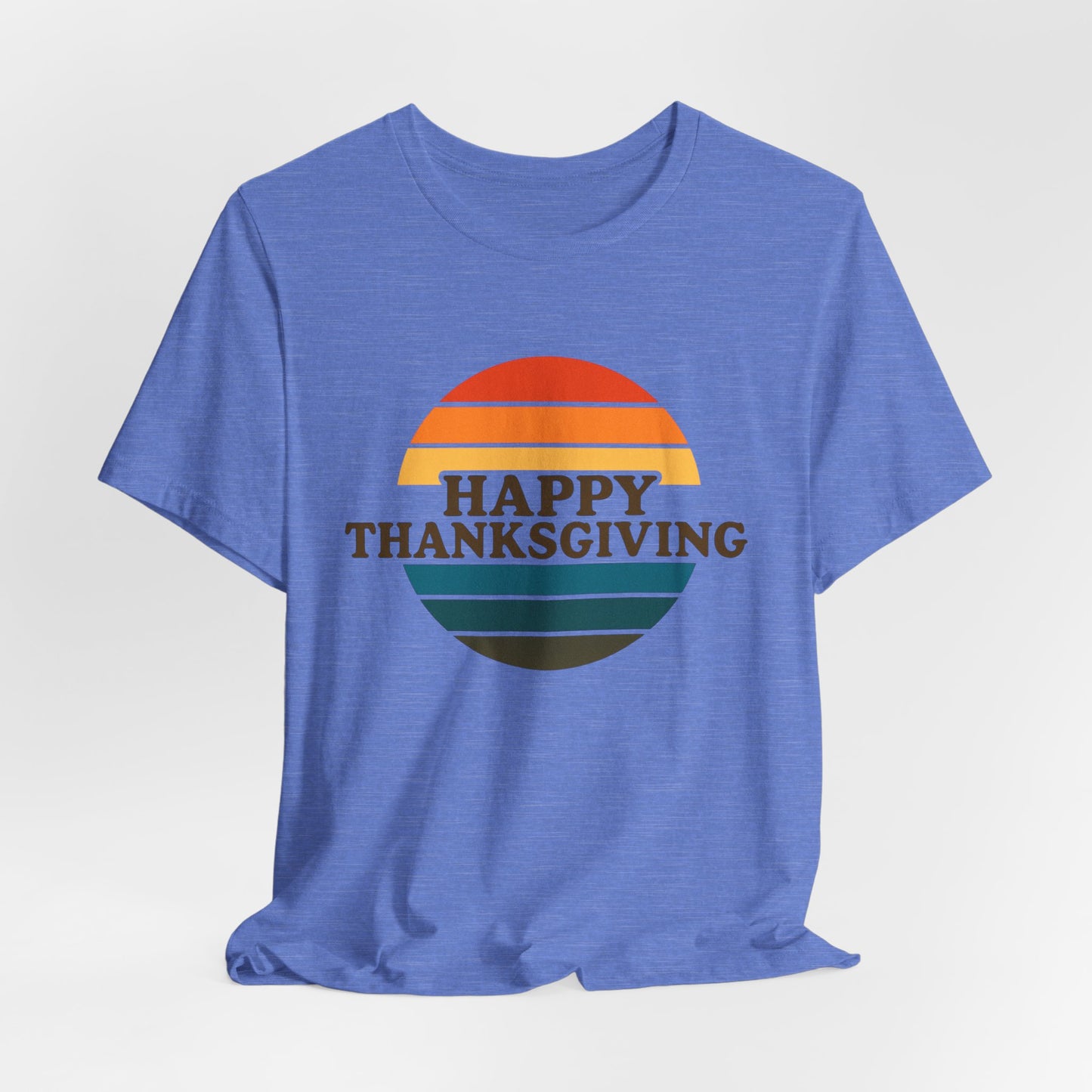 Happy Thanksgiving Retro Shirt - Vintage 70s Striped Aviator Style Tee Gift