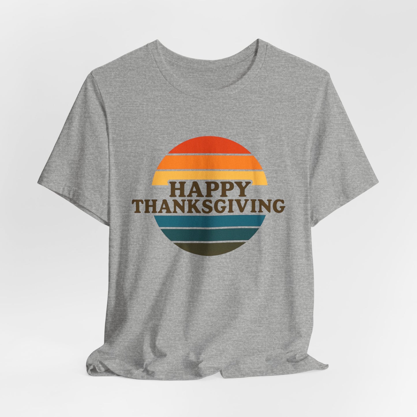 Happy Thanksgiving Retro Shirt - Vintage 70s Striped Aviator Style Tee Gift