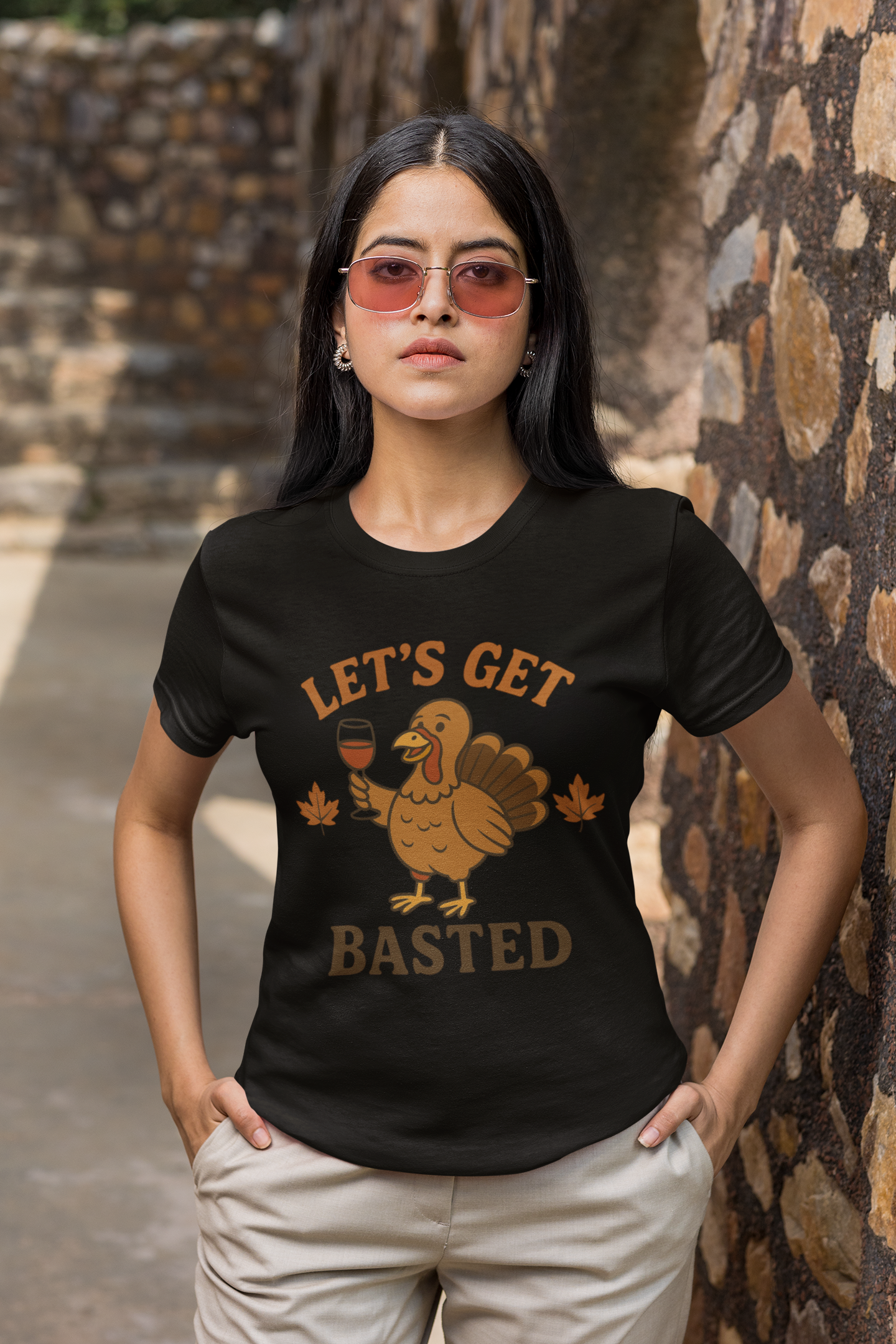 Let's Get Basted Shirt - Funny Thanksgiving Turkey Tee for Friendsgiving & Holiday Parties Gifts