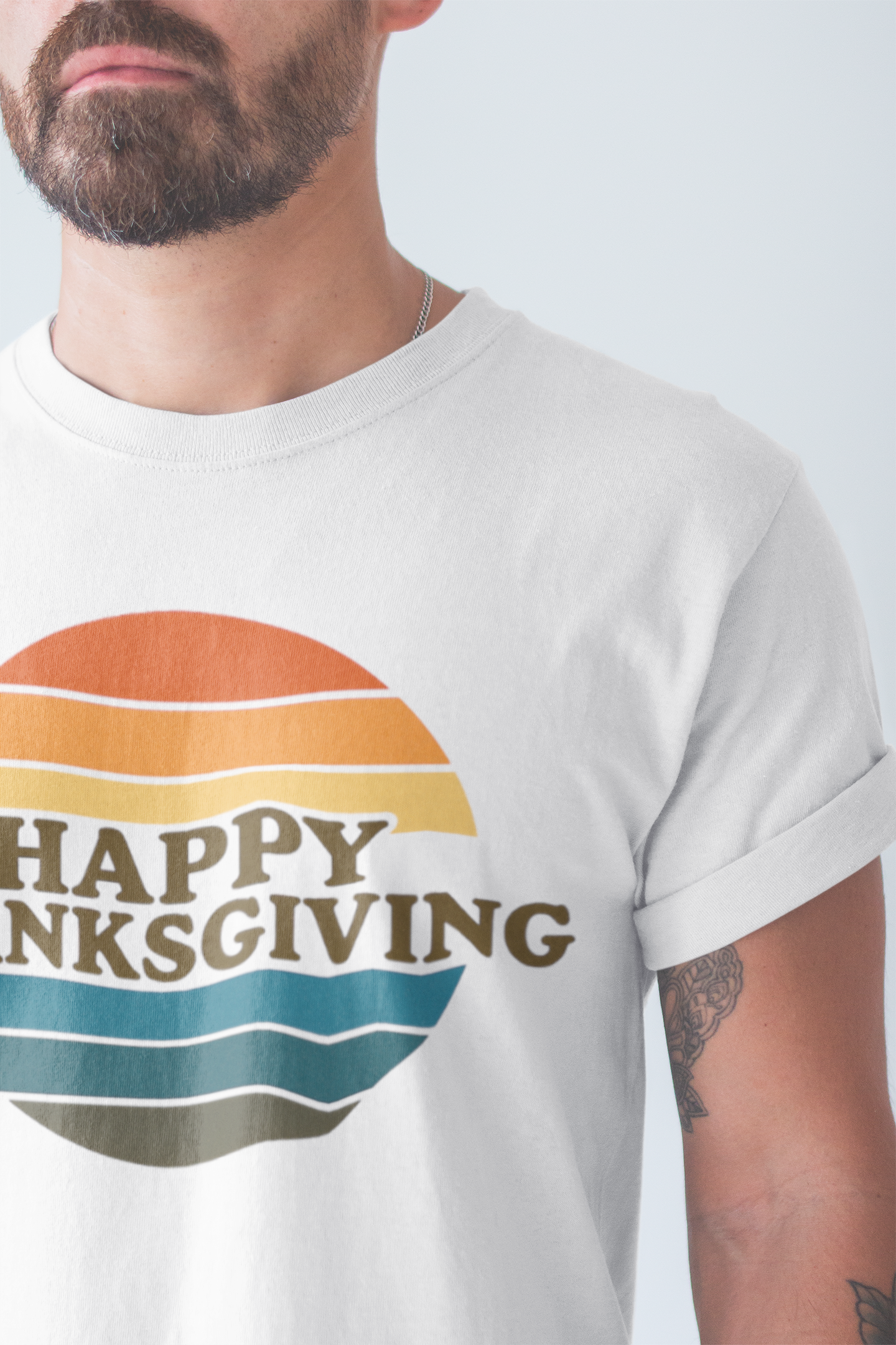 Happy Thanksgiving Retro Shirt - Vintage 70s Striped Aviator Style Tee Gift