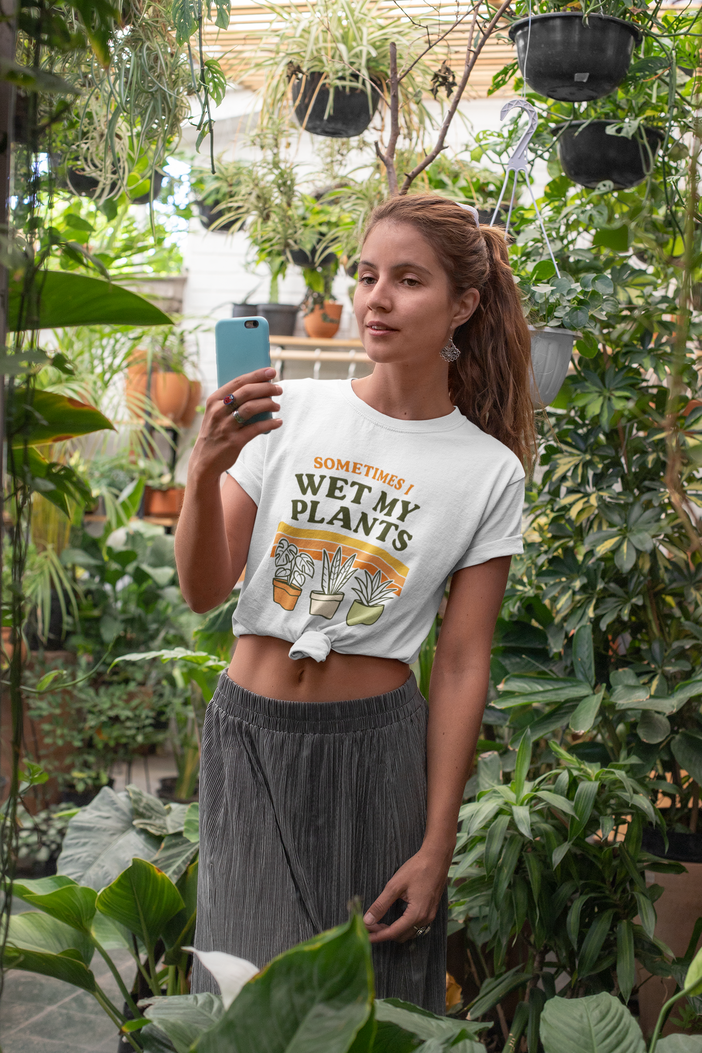Sometimes I Wet My Plants Shirt - Funny Retro 70s Plant Lover Gift Tee